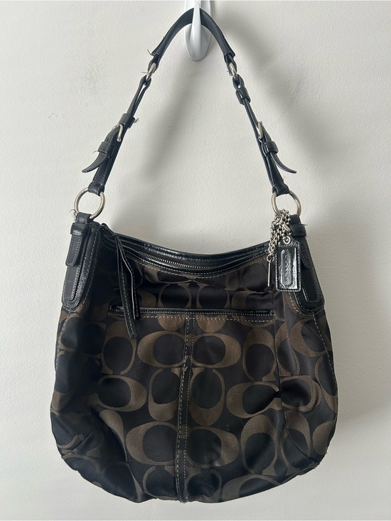 Coach Handbags - Coach Brown and Black Signature hobo Shoulder Bag 12676
